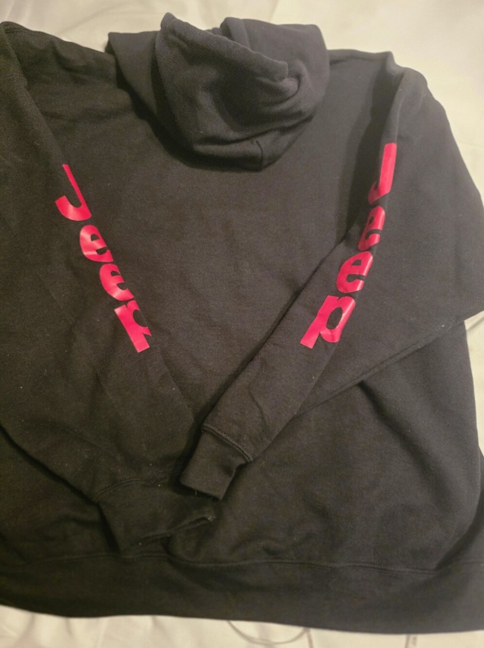 Gildan Black Hoodie with Bright Pink Sleeve Script